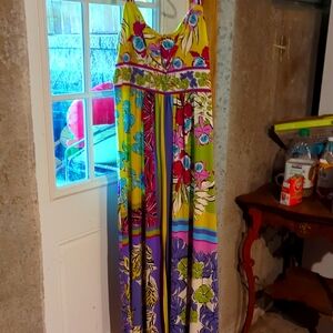Maggy London Vibrant Yellow and Pink Dress Size 16